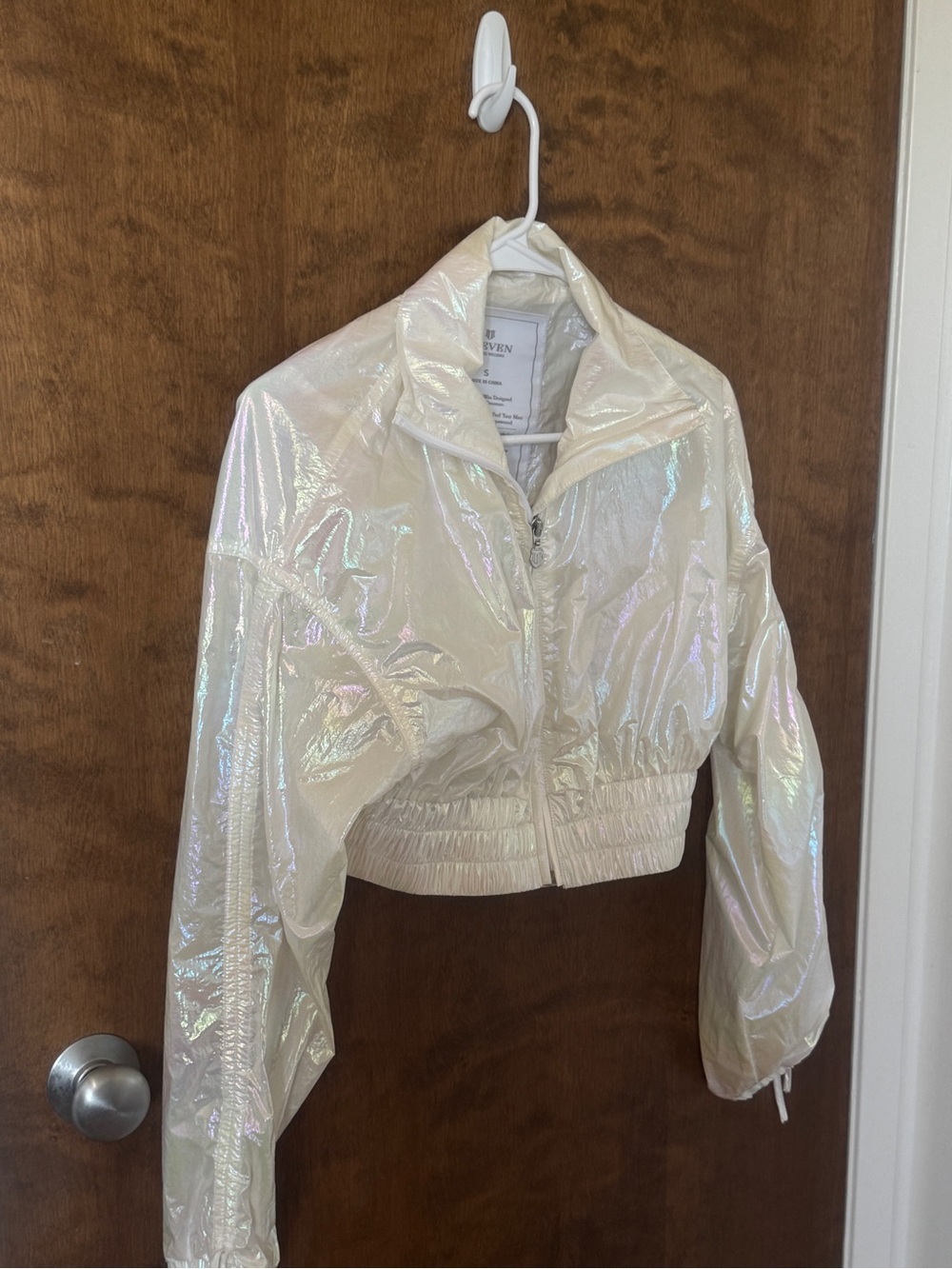 eleven by venus williams Cream Cropped Windbreaker Jacket Size S
